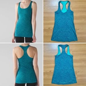 Lululemon Foli Manifesto Tofino Teal Bali Breeze Cool Racerback Tank Size 4 READ